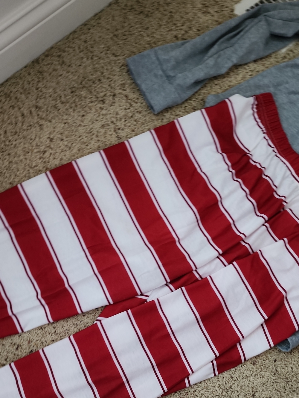 Christmas Men's Red and White Striped Pajama Pants Set Candy Cane Long Sleeve T